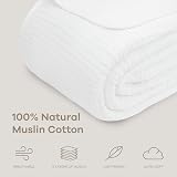 Comfy Cubs Muslin Blanket Twin 229 x 168 cm Six Layer Lightweight Cotton White view 3