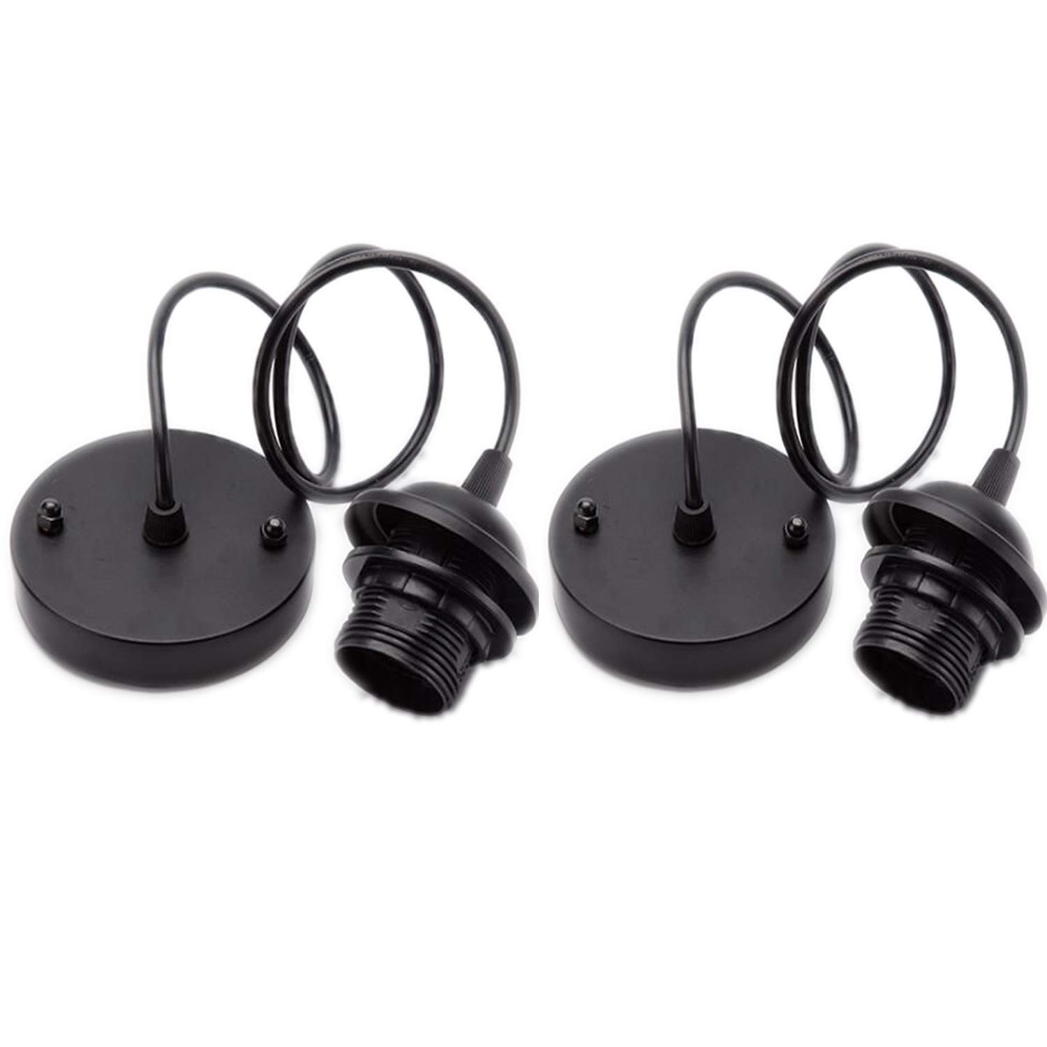 KuLio Ceiling Rose Pendant With Lamp Holder fitting Accessories Kit Set For E27 Screw-type Bulb Light(Pack of 2)