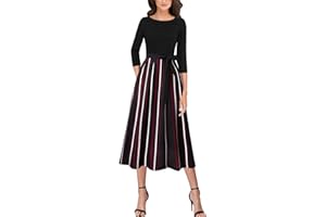 VFSHOW Womens Elegant Pockets Belted Work Business Office Casual Party Pleated A-Line Midi Dress