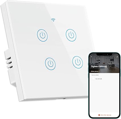 TEEKAR Interruptor de luz ZigBee 3 0 Control de aplicacin de Voz Interruptor de Pared Inteligente de Alexa Compatible con Alexa y Google Home Interruptor de luz con Pantalla tctil Inteligente