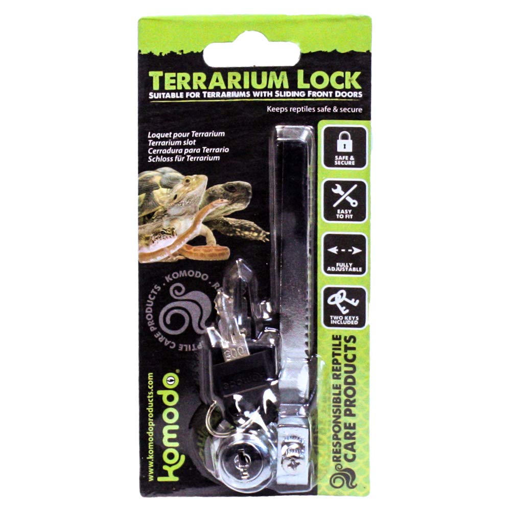 Komodo Terrarium Lock with 2 Keys Included Adjustable Sliding Front Doors Reptile Habitat Accessory