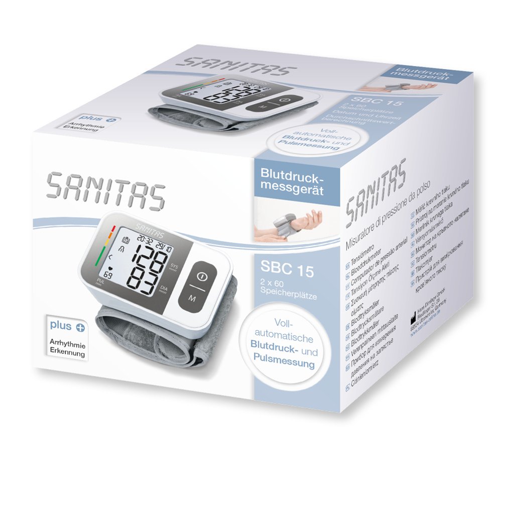 Sanitas SBC 15 Handgelenk-Blutdruckmessgerät, vollautomatische Blutdruck und Pulsmessung, Warnfunktion bei möglichen Herzrhythmusstörungen 8