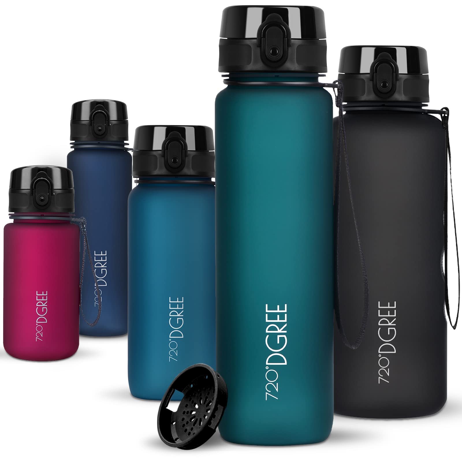 720°DGREE Water Bottle 650ml “uberBottle“ softTouch +Sieve - BPA-Free Tritan, Leakproof, Reusable Drinking Bottle - Sports Bottle for School, Fitness, Gym, Cycling, Travel, Office, Outdoor, Hiking — image 1
