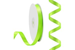 Rilisili Lime Green Satin Ribbon 3/8 Inch 50 Yards Double Faced Polyester Satin Ribbons for Gift Wrapping DIY Crafts Weddings