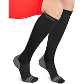 Sparthos Compression Socks (20-30mmHg) - Knee High Sock for Circulation, Running, Travel, Medical Support, Pregnancy, Nurses - Dr Sock Soothers Ankle Brace for Plantar Fasciitis - Womens (Black-SM)