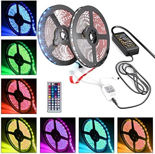 Blisso 2018New LED Strip Lights Kit – 32.8ft 300 LEDs SMD 5050 RGB Light,Extra Adhesive 3M Tape, with 44 Key Remote Controller, Flexible Changing Multi-Color Lighting Strips for TV, Home,Party,Decor