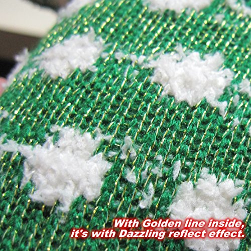 EDLDECCO Artificial Handicraft Fabric Cactus Decorative Plush Gift for Your Home Décor Table Décor Bedroom and Office-Green Golden line with Snowflake St. Patrick's Day Decoration - Thumbnail 3