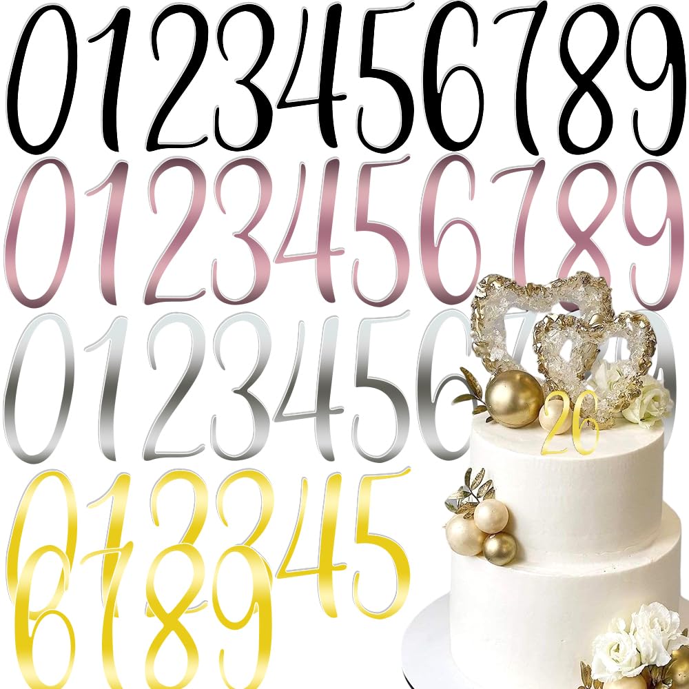 Photo 1 of 40Pcs 0-9 Number for Cake Topper Numbers Acrylic Number Cake Toppers Acrylic Numbers for Cake Number Cake Topper Cake Numbers Cake Decorations Birthday Party Wedding Anniversary Baby Shower Cake Decor