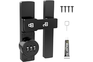 I-EASYDWW Barn Door Lock, Sliding Double Door Latch Heavy Duty, Black Gate Latches with Luminous Function, Hardware 3-Digit Password Keyless (Matte Black,180 Degree 1 Pack)