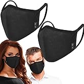 VVUPIC 2-Pack Unisex Cloth Washable Reusable Cover-100% Cotton 3 Layer black outdoor