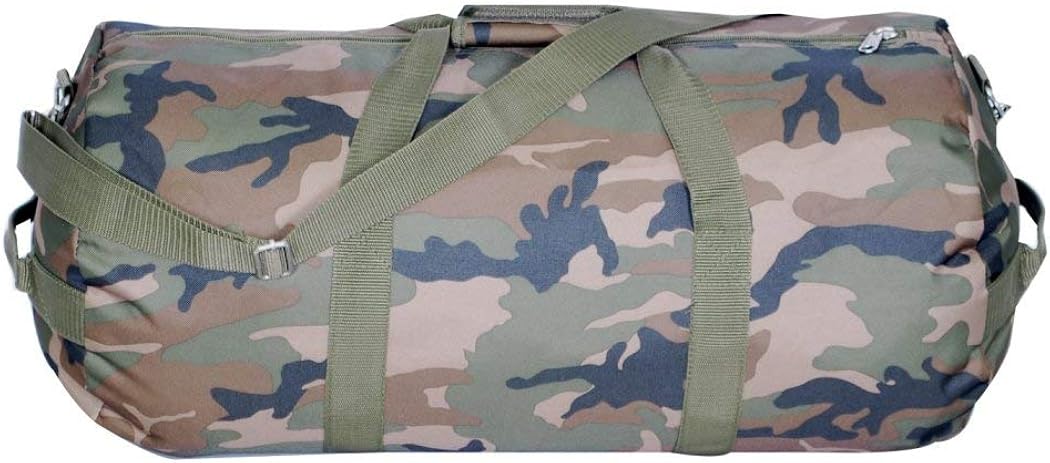 DH Dark Green Tan Brown Black Camouflage Army Print Theme School Gym Duffel Bag, Boys All Over Multi Camo Hunters Hunting Themed Sleepover Travel Duffle : Clothing