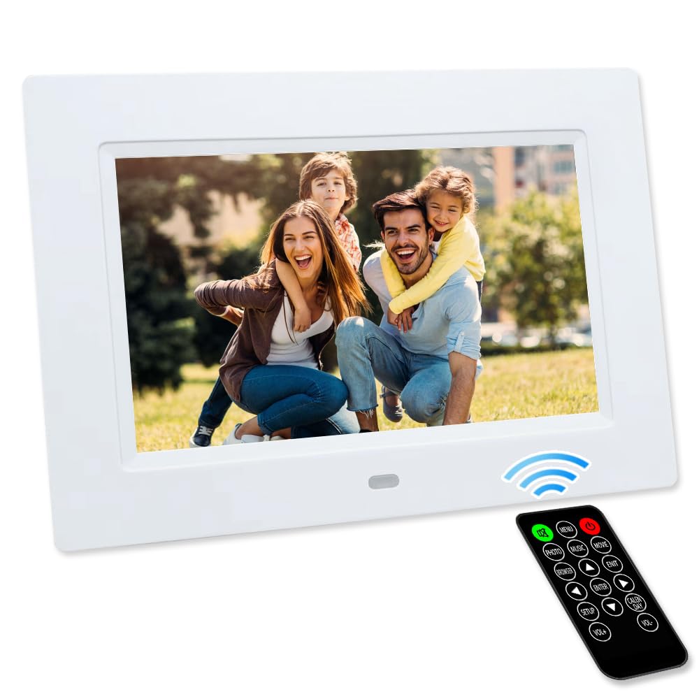 Photo 1 of 7 Inch USB Digital Picture Frame, Non-WiFi 32G SD Card Digital Photo Frame, IPS Screen HD Display with Remote Control, Support Photo, Music, Video Player, Calendar, Clock, Motion Sensor