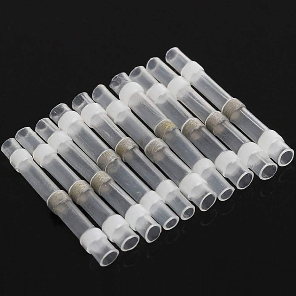 Mintice 100 X Solder Seal Heat Shrink Electrical Butt Wire Terminal Connectors Waterproof Car Insulated Splices Crimper Electrical Kit White 26-24 AWG Gauge - Image 4