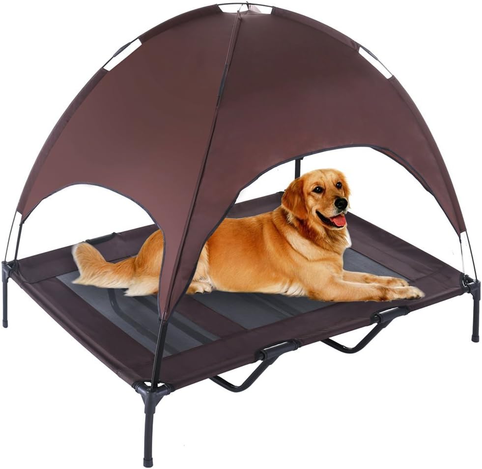 Dog Cot with Canopy Elevated Pet Bed with Canopy Raised Dog Pet Bed