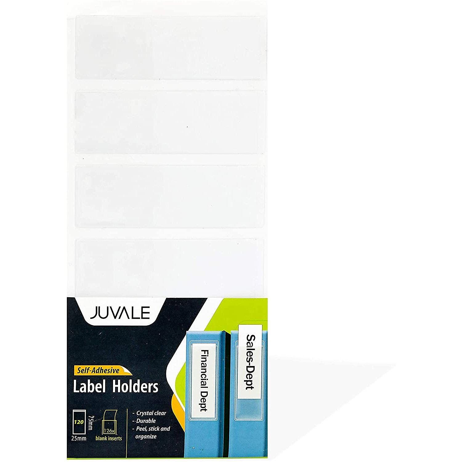 Juvale Clear Binder Spine Label Holders with Blank Inserts, Self
