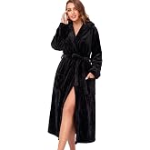 RONGTAI Womens Bathrobe Ladies Fleece Plush Warm Long Robes Fleece Nightgown Sleepwear
