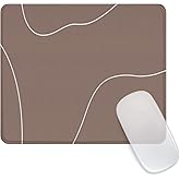 Seorsok Square Aesthetic Cute Line Mouse Pad,Office Home Personalized Mouse Mat Design,Waterproof Mousepad,Non-Slip Rubber Base Computer Mouse Pads for Wireless Mouse,Brown