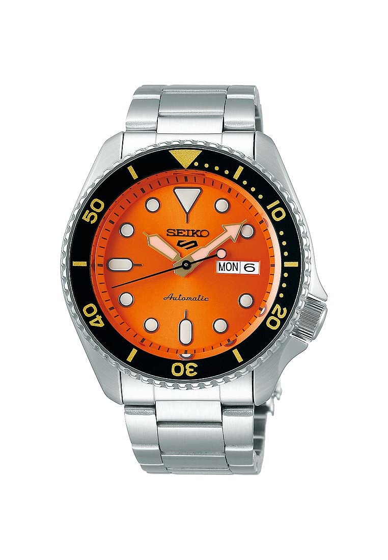 Seiko 5 Mens Sports Automatic Watch with Orange Dial SRPD59K1