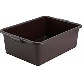 Winco 7" Brown Bus Box Dish Tub for Restaurants | Heavy-duty, Stackable storage, Easy-grip handles