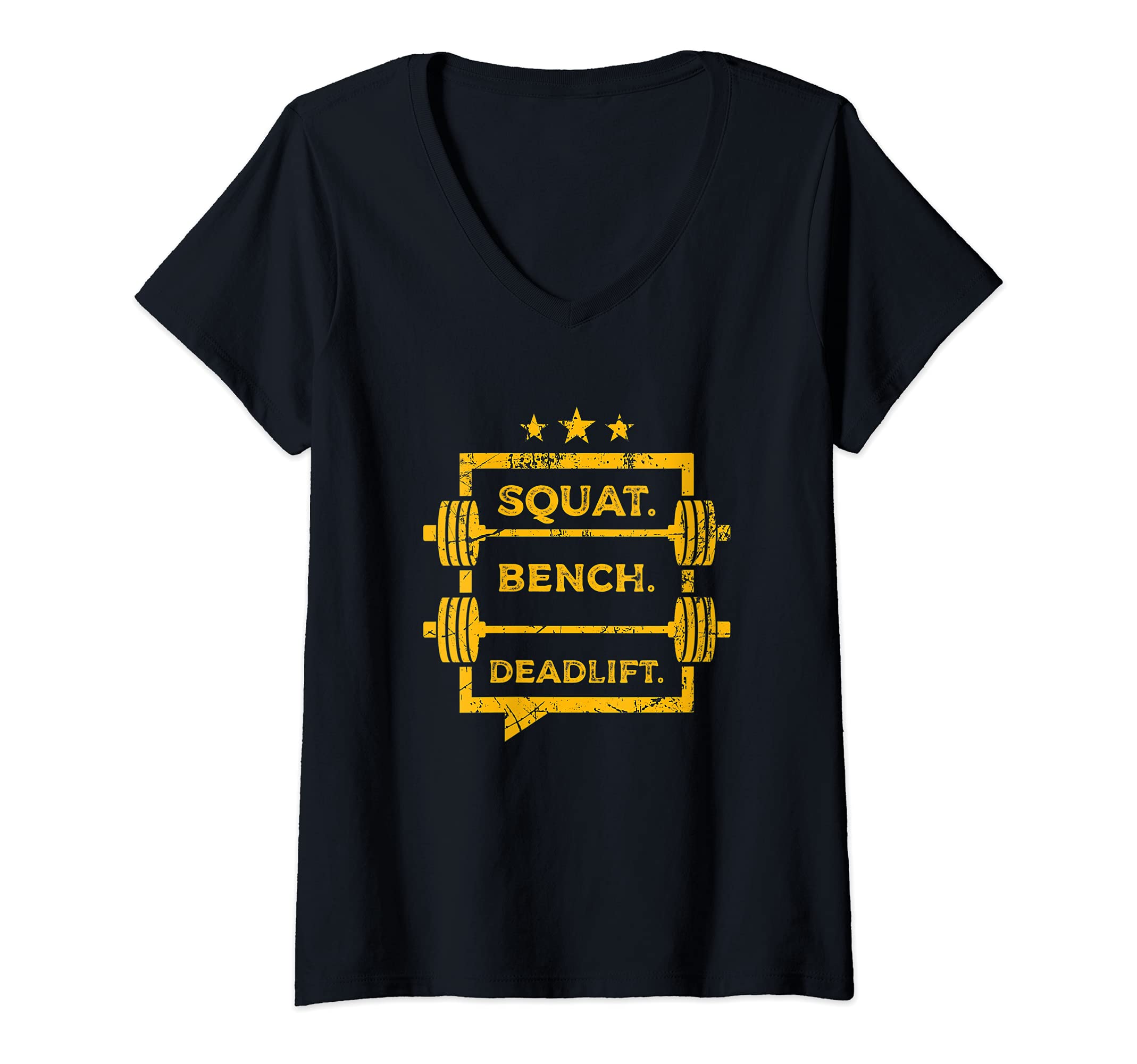 Womens Cool Powerlifting Strength Training Barbell V-Neck T-Shirt