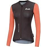 Santic Women's Cycling Jersey Long Sleeve Tops Pro Bike Shirt Full Zipper UPF 50+ MTB Jersey with Pockets