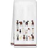 HUGANE Goat Decor Kitchen Towels ,Watercolor Cartoon Various Goats Hand Towel Tea Towels ,Goat Gifts for Girls Women,Funny Goat Gifts Kitchen Bathroom Decor 16x24inch