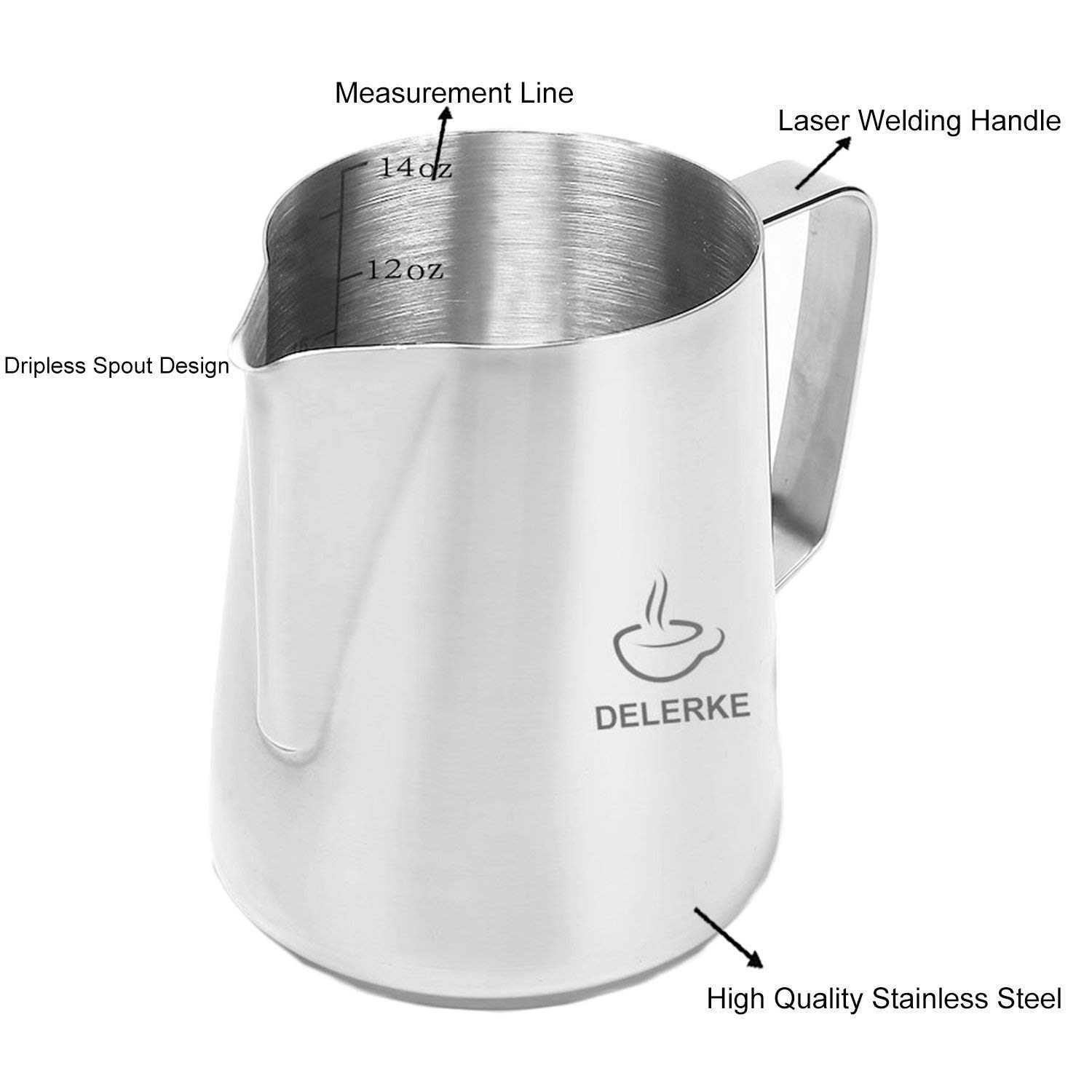 Milk Pitcher Stainless Steel Measurements On Side Creamer Frothers Cup