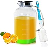 Glass Pitcher with Lid, GOTEBLE 102oz Glass Pitcher with Silicone Case and Brush, Large Capacity Glass Water Tea Pitcher for Juice, Milk, Cold Or Hot Beverages, Large Family and Party