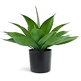 Velener Fake Agave with Black Pot, Artificial Plant Outdoor Agave - Fake Plants for Indoor and Outdoor Decor(15 Inch)