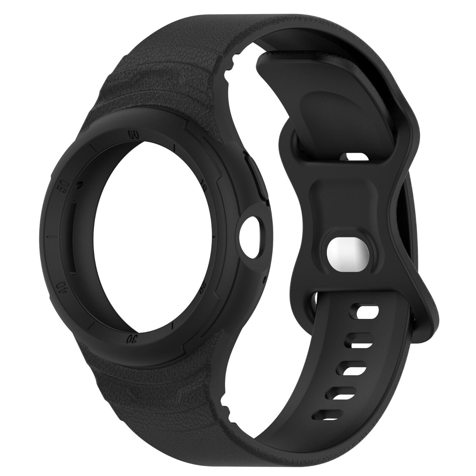 Panda Bobo Silicone Strap Compatible with Google Pixel Watch/Watch 2 Strap with Bumper Case, Soft Silicone (Black)