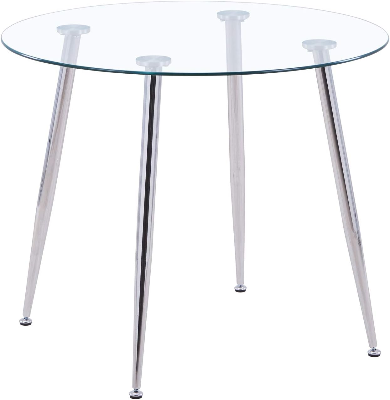 GOLDFAN Small Glass Round Dining Table Modern Living Room Kitchen