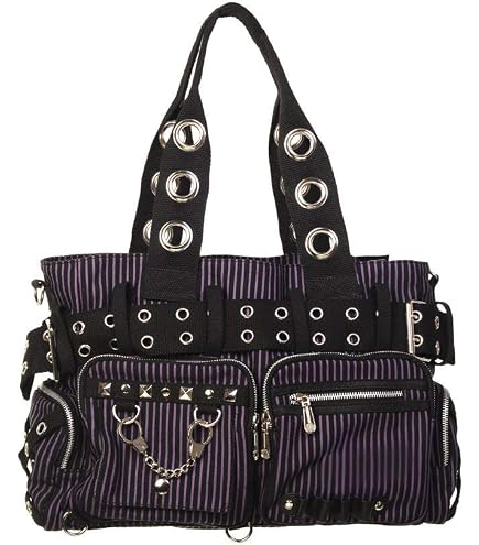 Amazon.com: Lost Queen Goth Punk Rock Black Handbag with Handcuff