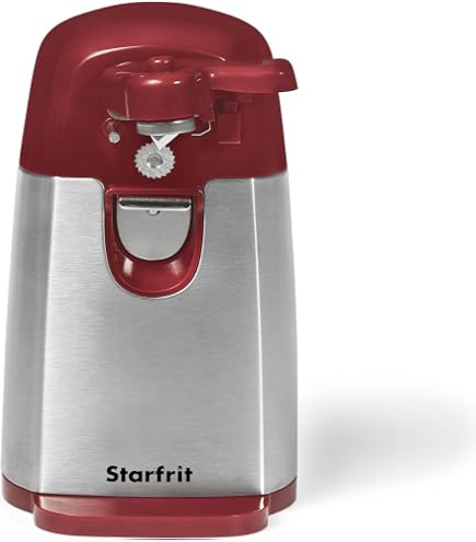 BELLA Ouvre-Boîte Électrique Multifonction Rouge - Aiguiseur Couteaux, Ouvre-Bocal Et Décapsuleur