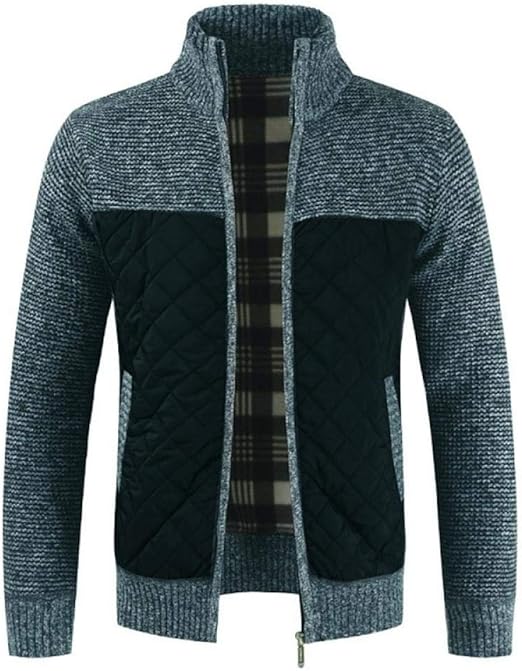 Men S Fleece Sweater Coat Winter Thick Patchwork Wool Cardigan Warm