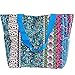 Silverhooks Womens Boho Patchwork Beach Tote Bag w/Turquoise Trim (Multi Color)