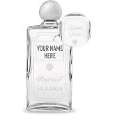 Personalized Glass Baptism Holy Water Bottle - Customized Engraved Catholic Baptism Gift for Newborns, Boys and Girls - Holy Water Dedication Christening Keepsake