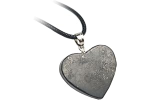LWQCHW Heart Shaped Shungite Pendant Necklace Stone with Black Cord, Healing Crystal Jewelry for Women and Men