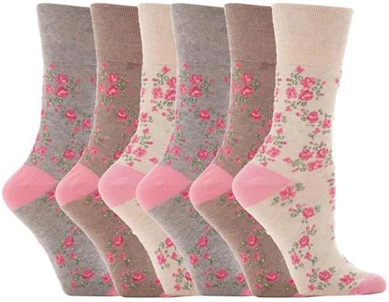 Womens Pink Rose Gentle Grip Sock By Sock Shop Loose Top 6