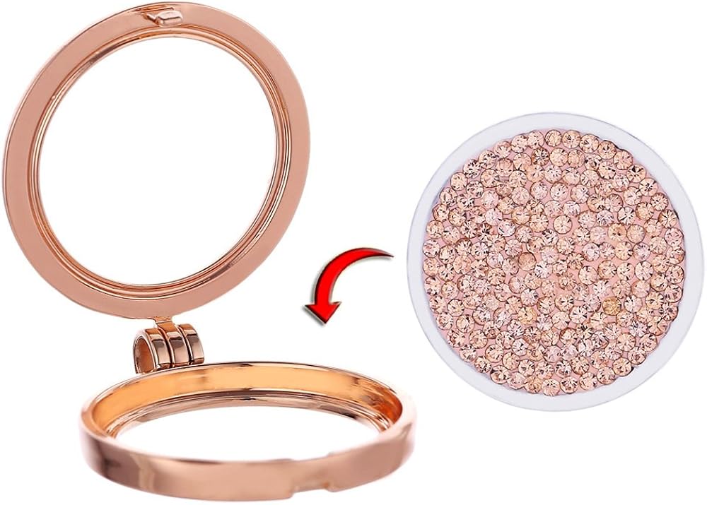 Morella Women Necklace 70 cm 27.5" Rose Golden Stainless Steel with Coin 33 mm 1,3" Zirconia Stones Apricot in a Velvet Jewelry Bag - Image 4
