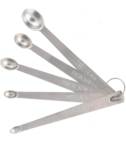 Lot de 6 petites cuillères à mesurer en acier inoxydable pour cuisine précise 1/2 cuillère à soupe et 1/8 cuillère à café pour ingrédients secs et liquides