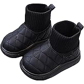 Girls Boys Snow Boots Warm Winter Fleece Lined Lightweight Outdoor Shoes for Cold Weather Toddler Kids Waterproof Anti-Slip Flat Ankle Booties Comfortable Casual Slip On Walking Boots