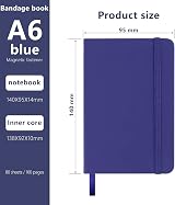 Lefute A6 Notebooks Pocket Note Pad Hardback 160 Pages Blue PU Leather Cover view 2
