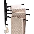 ELLO&ALLO Oil Rubbed Bronze Towel Bars for Bathroom Wall Mounted Swivel Towel Rack Holder with Hooks 4-Arm