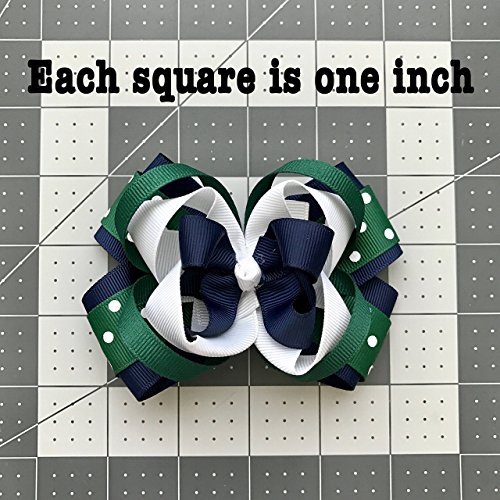 School Uniform Hunter Green Navy White Hair Bow, Handmade Private School Navy Hunter Green White Hair Clip - Thumbnail 2