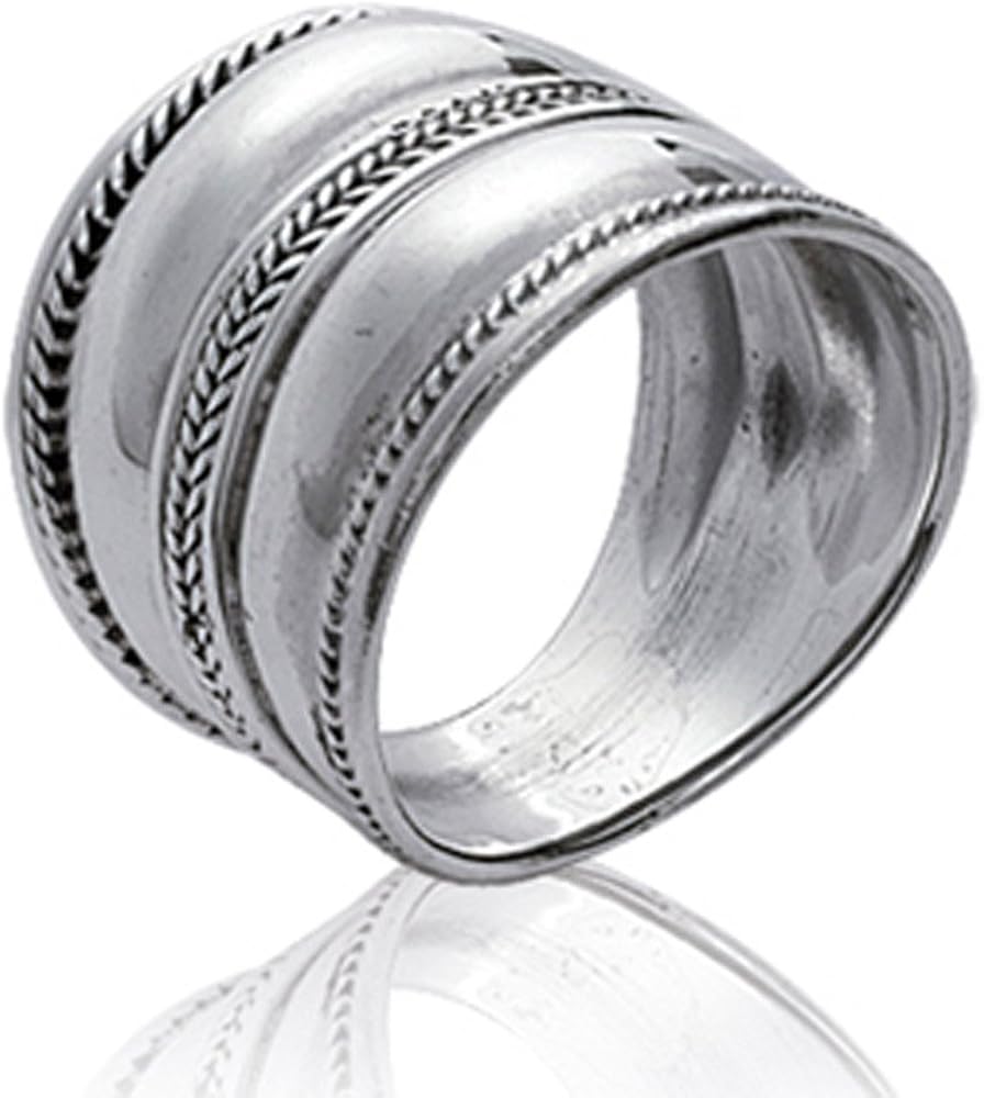 Unisex large silver 925/000 sterling silver ring width 18.20 mm