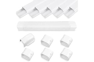 MOOITEK 4" 10Ft Mini Split PVC Line Set Cover Kit Decorative PVC Line Set Cover Kit for Central AC & Heat Pumps Systems Tubing Cover(10Ft,White)