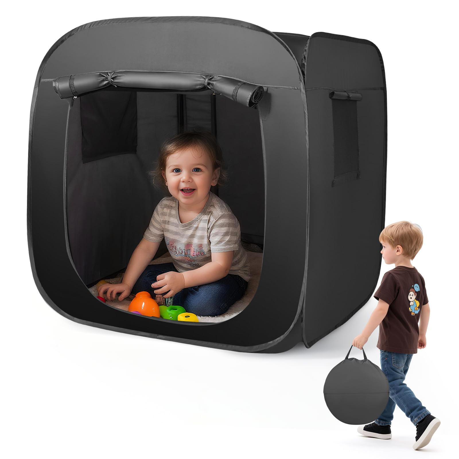 Trsaow Pop up Tent, Sensory Tent Blackout Tent for Kids Pop up Den Indoor Tents Kids Playhouse Foldable Play Tent Childrens Tents for Girls & Boys to Play and Relax