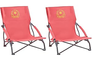 PRODUCTWORKS Maui and Sons Comfort Sling Back Bag Beach Camping Picnic Chair, 2-Pack (Coral)