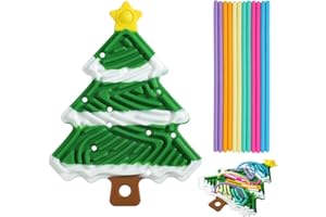 KINIZUXI Sensory Activity Board,Christmas Tree Design Sensory Fidget Pad for Calming,Stress,Anxiety,ADHD & Autism,Double-Sided Silicone Fidget Pad for Adults Fidgets Pad with 12 Strings