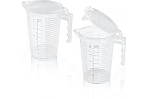 Lainballow 2 Pcs Plastic Beaker, 500 ml Graduated Beakers, PP Plastic Liquid Measuring Cup with Handle Spout and Lid, Measuri